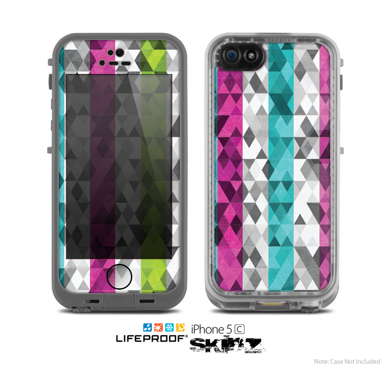 The Trendy Colored Striped Abstract Cube Pattern Skin for the Apple iPhone 5c LifeProof Case