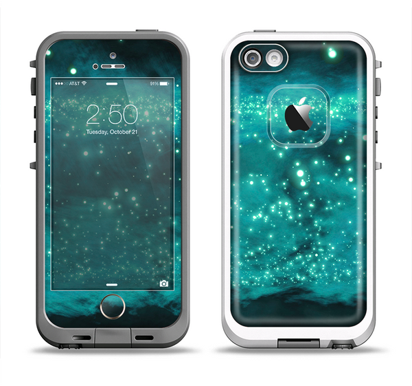 The Trendy Green Space Surface Apple iPhone 5-5s LifeProof Fre Case Skin Set