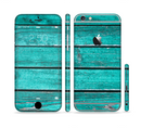 The Trendy Green Washed Wood Planks Sectioned Skin Series for the Apple iPhone 6 Plus