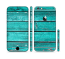 The Trendy Green Washed Wood Planks Sectioned Skin Series for the Apple iPhone 6s Plus