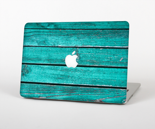 The Trendy Green Washed Wood Planks Skin Set for the Apple MacBook Pro 15" with Retina Display