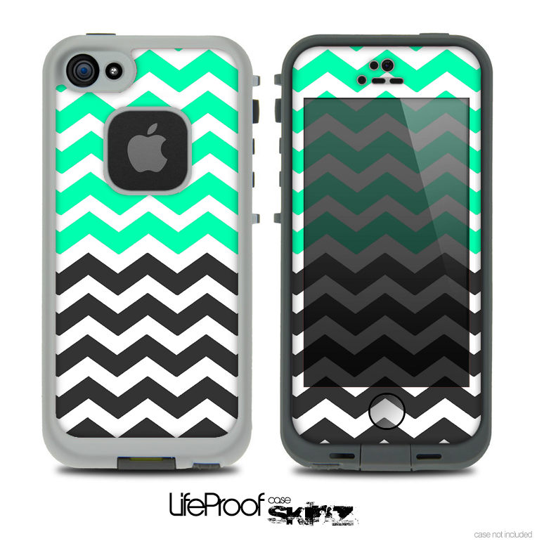 The Trendy Green and Black Chevron Pattern Skin For The iPhone 5 LifeProof Case