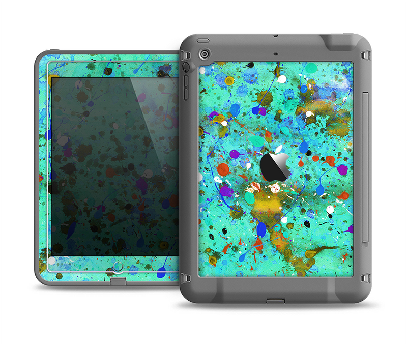 The Trendy Green with Splattered Paint Droplets Apple iPad Air LifeProof Fre Case Skin Set