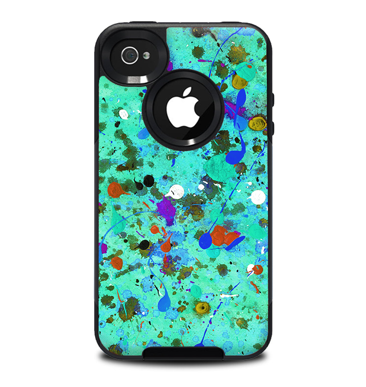 The Trendy Green with Splattered Paint Droplets Skin for the iPhone 4-4s OtterBox Commuter Case