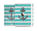 The Trendy Grunge Green Striped With Anchor Full Body Skin Set for the Apple iPad Mini 3