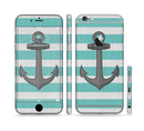The Trendy Grunge Green Striped With Anchor Sectioned Skin Series for the Apple iPhone 6 Plus