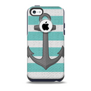 The Trendy Grunge Green Striped With Anchor Skin for the iPhone 5c OtterBox Commuter Case