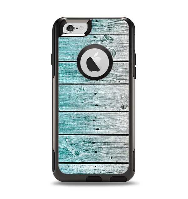The Trendy Teal to White Aged Wood Planks Apple iPhone 6 Otterbox Commuter Case Skin Set