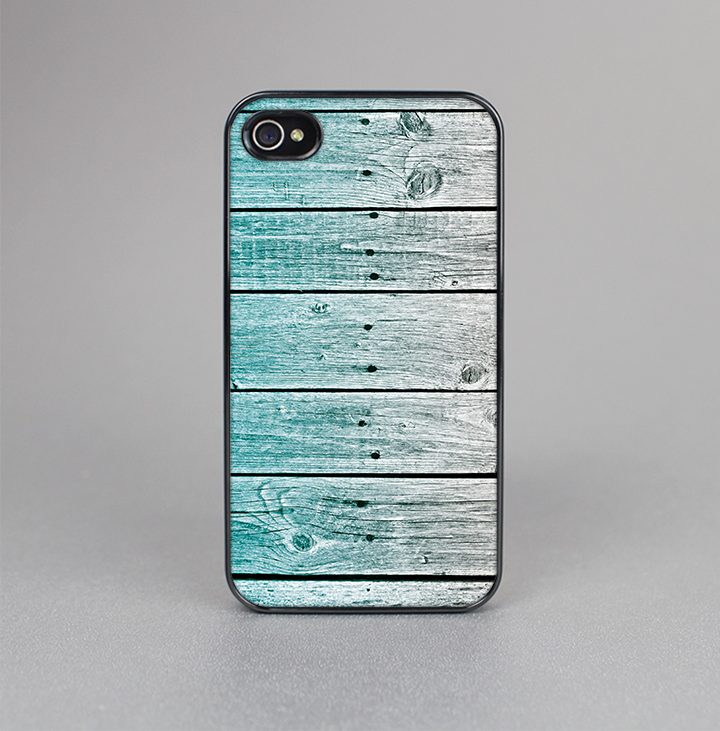 The Trendy Teal to White Aged Wood Planks Skin-Sert for the Apple iPhone 4-4s Skin-Sert Case