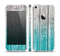 The Trendy Teal to White Aged Wood Planks Skin Set for the Apple iPhone 5