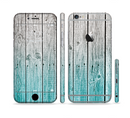 The Trendy Teal to White Aged Wood Planks Sectioned Skin Series for the Apple iPhone 6s Plus