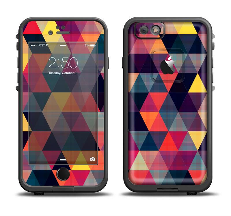 The Triangular Abstract Vibrant Colored Pattern Apple iPhone 6/6s Plus LifeProof Fre Case Skin Set