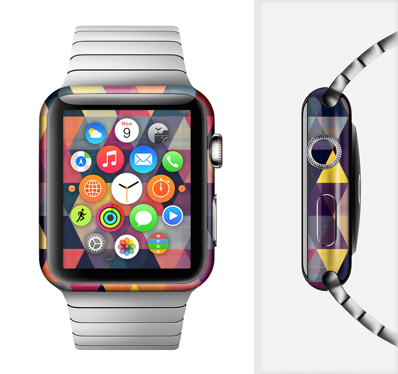 The Triangular Abstract Vibrant Colored Pattern Full-Body Skin Kit for the Apple Watch