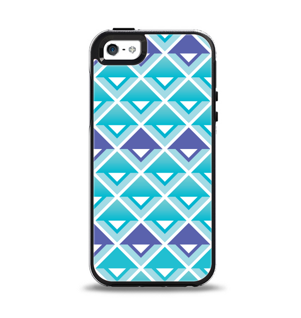 The Triangular Teal & Purple Abstract Cubes Apple iPhone 5-5s Otterbox Symmetry Case Skin Set