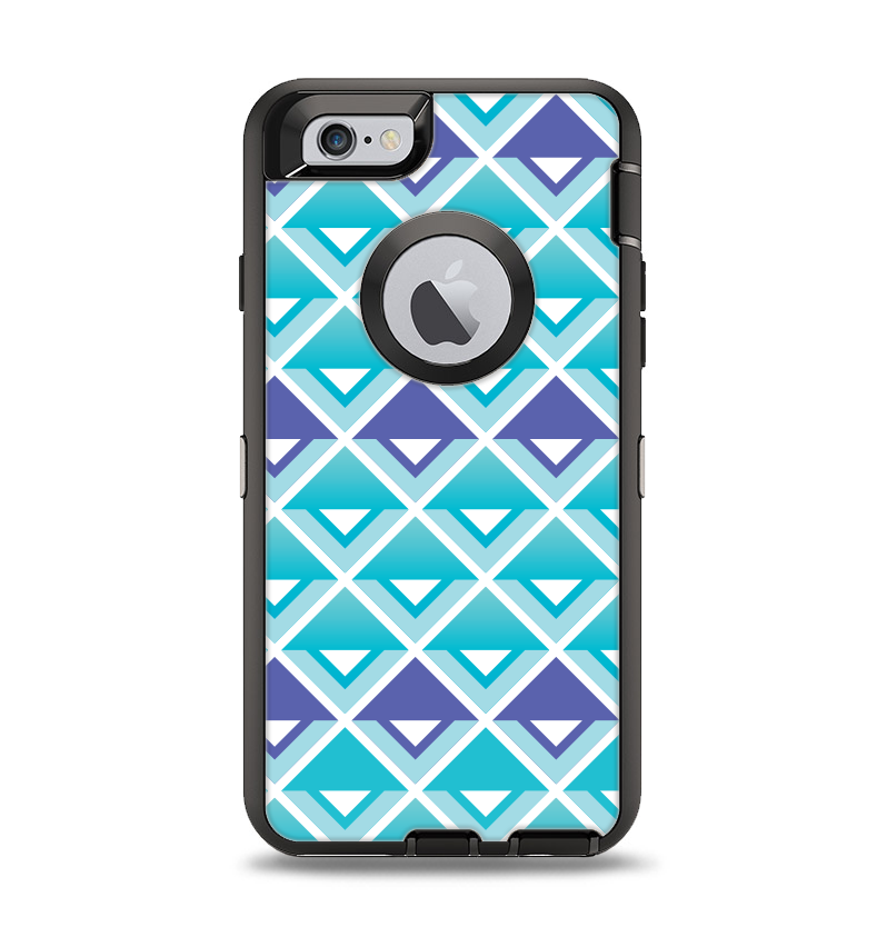 The Triangular Teal & Purple Abstract Cubes Apple iPhone 6 Otterbox Defender Case Skin Set
