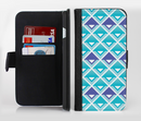 The Triangular Teal & Purple Abstract Cubes Ink-Fuzed Leather Folding Wallet Credit-Card Case for the Apple iPhone 6/6s, 6/6s Plus, 5/5s and 5c