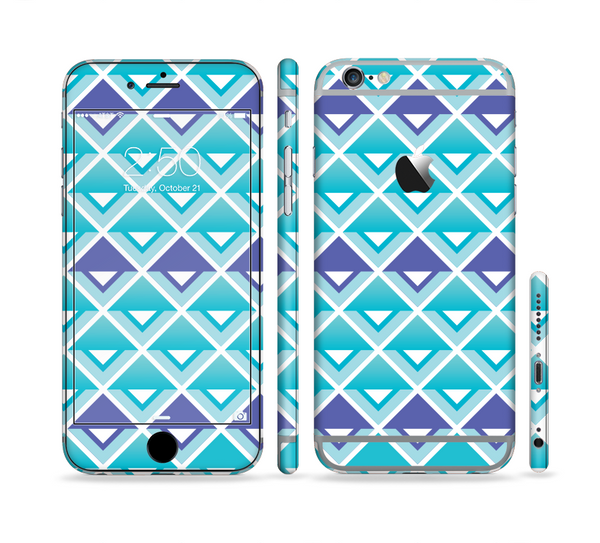The Triangular Teal & Purple Abstract Cubes Sectioned Skin Series for the Apple iPhone 6
