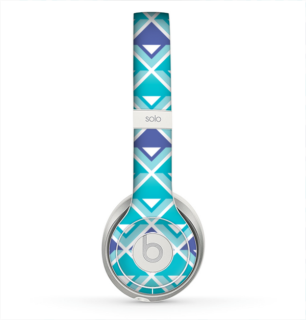 The Triangular Teal & Purple Abstract Cubes Skin for the Beats by Dre Solo 2 Headphones