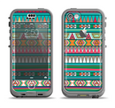 The Tribal Vector Green & Pink Abstract Pattern V3 Apple iPhone 5c LifeProof Nuud Case Skin Set