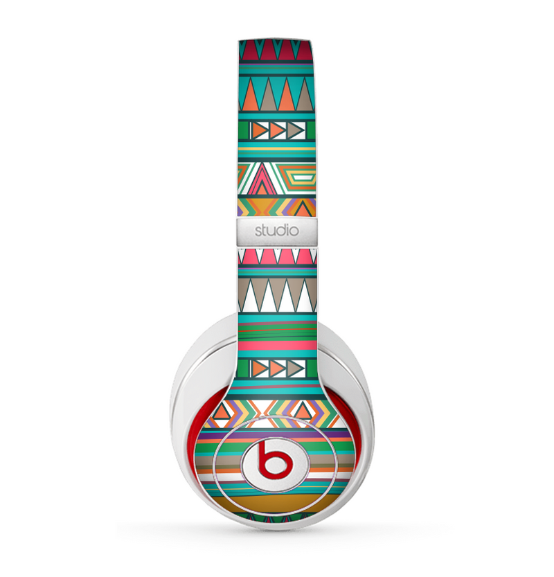 The Tribal Vector Green & Pink Abstract Pattern V3 Skin for the Beats by Dre Studio (2013+ Version) Headphones