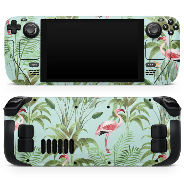 The Tropical Flamingo Scene // Full Body Skin Decal Wrap Kit for the Steam Deck handheld gaming computer