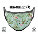 The Tropical Flamingo Scene  - Made in USA Mouth Cover Unisex Anti-Dust Cotton Blend Reusable & Washable Face Mask with Adjustable Sizing for Adult or Child