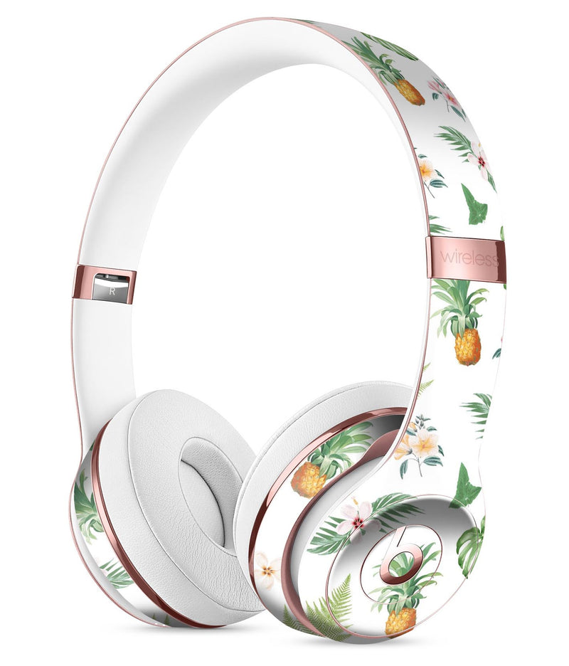 The Tropical Pineapple and Floral Pattern Full-Body Skin Kit for the Beats by Dre Solo 3 Wireless Headphones
