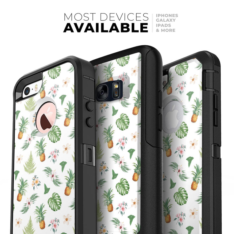 The Tropical Pineapple and Floral Pattern - Skin Kit for the iPhone OtterBox Cases