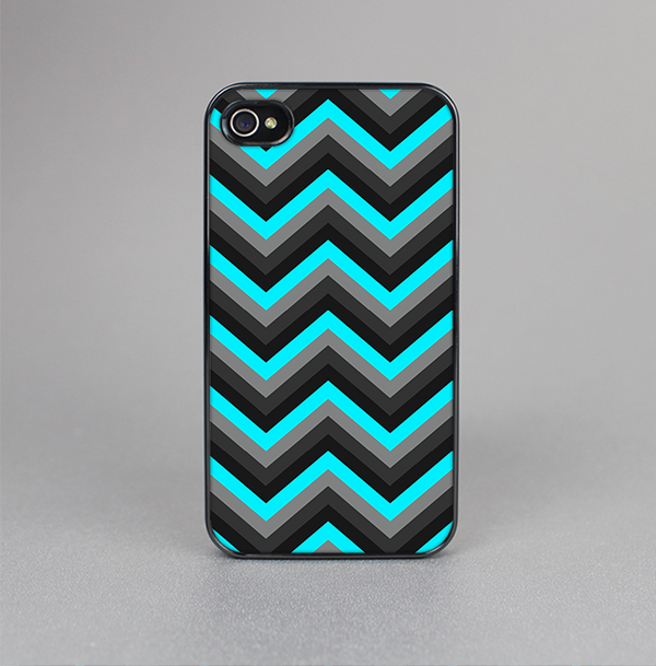 The Turquoise-Black-Gray Chevron Pattern Skin-Sert for the Apple iPhone 4-4s Skin-Sert Case