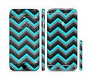 The Turquoise-Black-Gray Chevron Pattern Sectioned Skin Series for the Apple iPhone 6s Plus