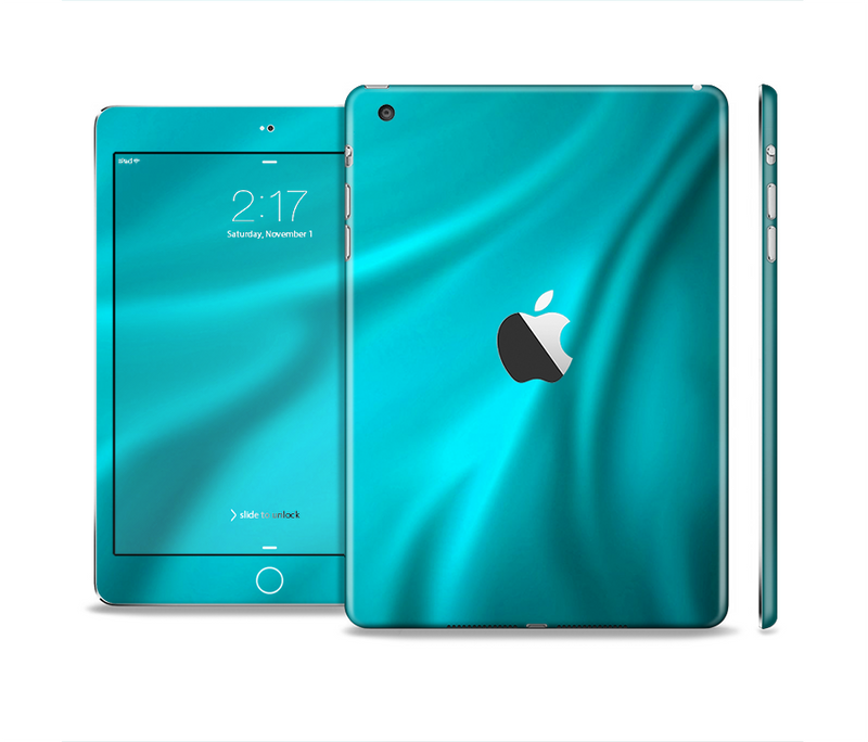 The Turquoise Blue Highlighted Fabric Full Body Skin Set for the Apple iPad Mini 2