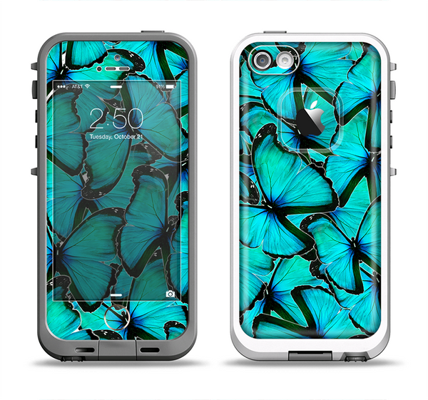 The Turquoise Butterfly Bundle Apple iPhone 5-5s LifeProof Fre Case Skin Set