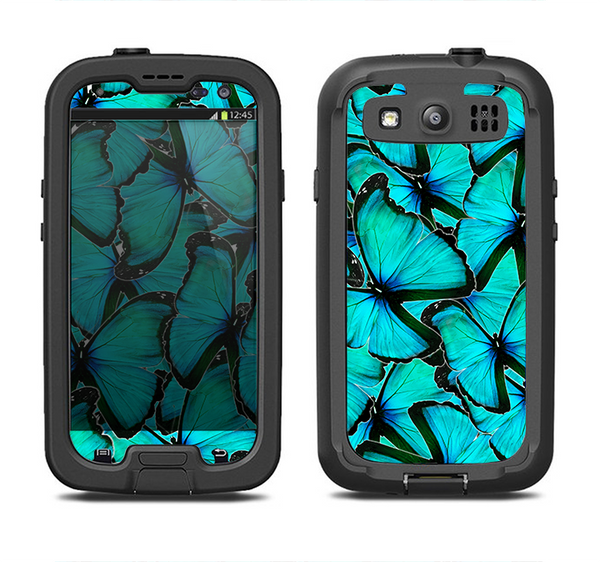 The Turquoise Butterfly Bundle Samsung Galaxy S3 LifeProof Fre Case Skin Set