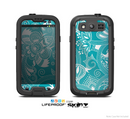 The Turquoise Fancy White Floral Design Skin For The Samsung Galaxy S3 LifeProof Case