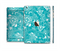 The Turquoise Fancy White Floral Design Full Body Skin Set for the Apple iPad Mini 3