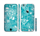 The Turquoise Fancy White Floral Design Sectioned Skin Series for the Apple iPhone 6s Plus