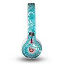 The Turquoise Fancy White Floral Design Skin for the Beats by Dre Mixr Headphones