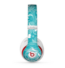 The Turquoise Fancy White Floral Design Skin for the Beats by Dre Studio (2013+ Version) Headphones