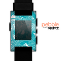 The Turquoise Fancy White Floral Design Skin for the Pebble SmartWatch