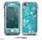 The Turquoise Fancy White Floral Design Skin for the iPhone 5-5s NUUD LifeProof Case for the LifeProof Skin