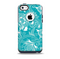 The Turquoise Fancy White Floral Design Skin for the iPhone 5c OtterBox Commuter Case