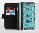 The Turquoise Laced Shoe Ink-Fuzed Leather Folding Wallet Credit-Card Case for the Apple iPhone 6/6s, 6/6s Plus, 5/5s and 5c