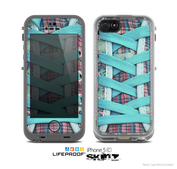 The Turquoise Laced Shoe Skin for the Apple iPhone 5c LifeProof Case