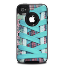 The Turquoise Laced Shoe Skin for the iPhone 4-4s OtterBox Commuter Case