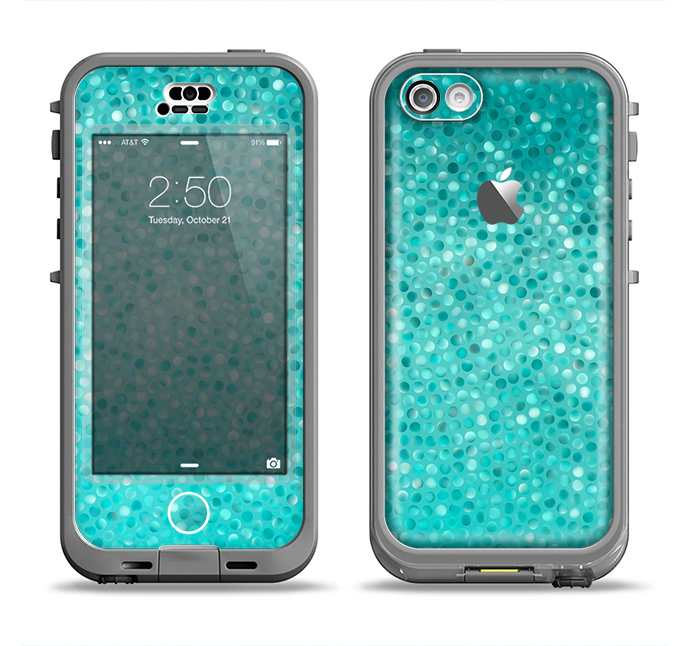 The Turquoise Mosaic Tiled Apple iPhone 5c LifeProof Nuud Case Skin Set