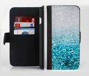 The Turquoise & Silver Glimmer Fade Ink-Fuzed Leather Folding Wallet Credit-Card Case for the Apple iPhone 6/6s, 6/6s Plus, 5/5s and 5c