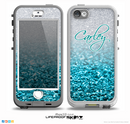 The Turquoise & Silver Glimmer Fade Name Script V2 Skin for the iPhone 5-5s nüüd LifeProof Case
