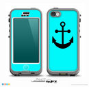 The Turquoise & Solid Black Anchor Silhouette Skin for the iPhone 5c nüüd LifeProof Case