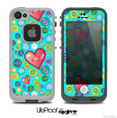 The Turquoise Vintage Vector Heart Buttons Skin for the iPhone 4 or 5 LifeProof Case