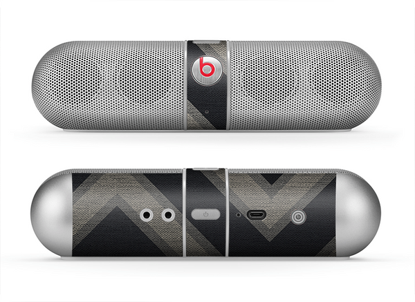 The Two-Toned Dark Black Wide Chevron Pattern Skin for the Beats by Dre Pill Bluetooth Speaker